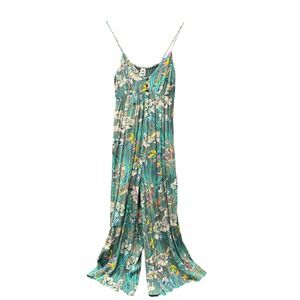Akemi + Kin Jumpsuit Womens XS Floral Teal Baton Rouge Wide Leg Anthropologie
